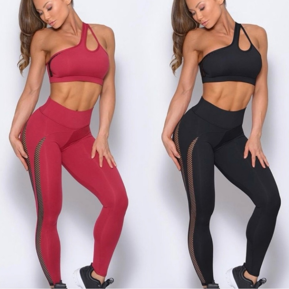 Bombshell Asymmetrical Leggings Medium Maroon Red… - image 2